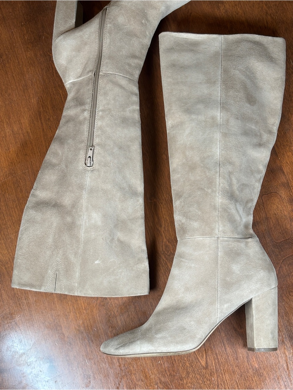 Charles David Over-the-Knee Suede Boots in Light Taupe